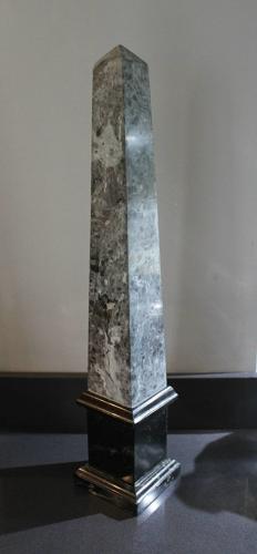 Large Grey & Black Marble Obelisk