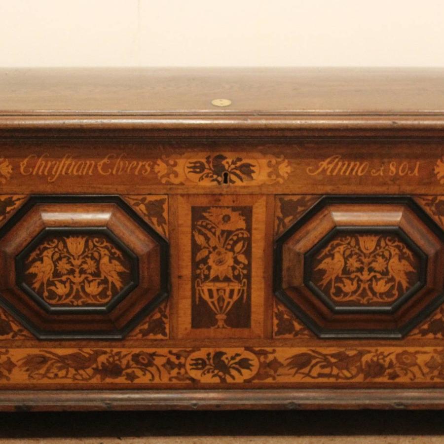 Dutch Marquetry Marriage Chest dated 1801