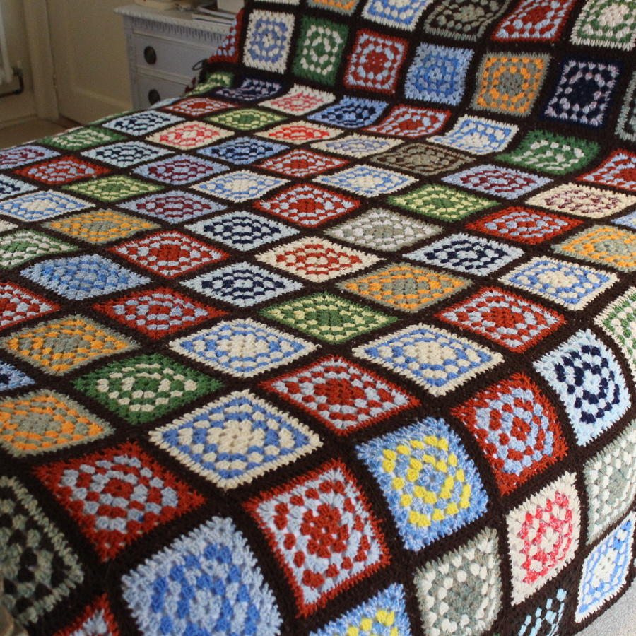 Vintage 'Granny Squares' Crochet Blanket