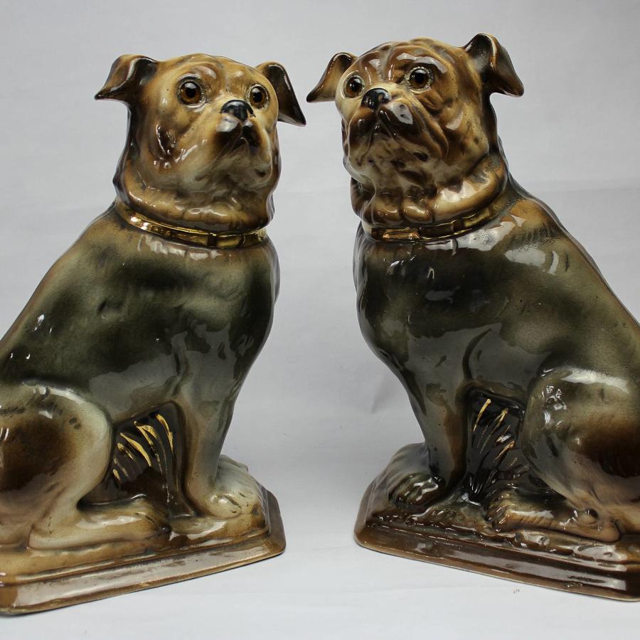 Pair of Scottish Bo'ness Pottery Pug Dogs