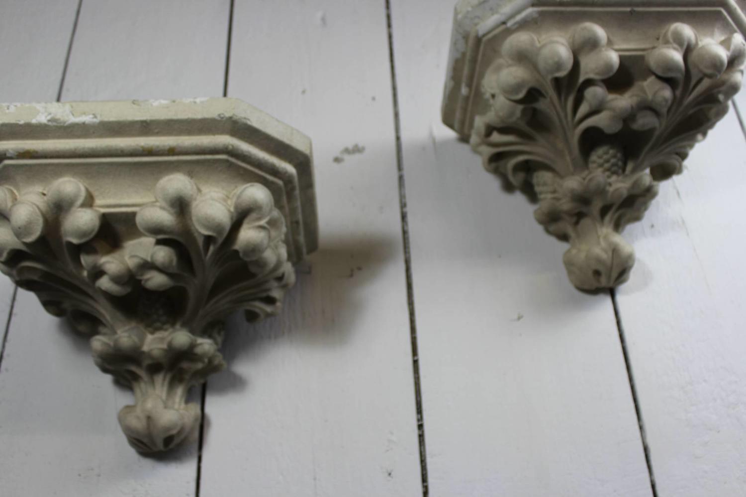 Pair of Large Plaster Corbels \ Wall Brackets