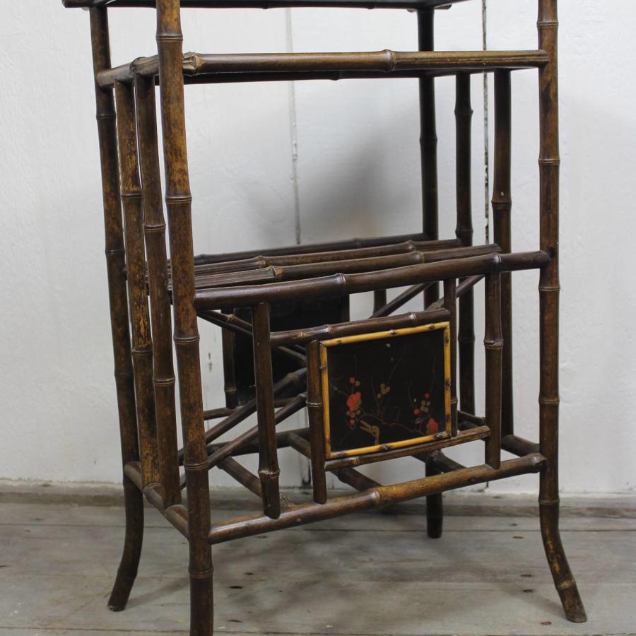 Victorian Japanned Bamboo Magazine Rack \ Table