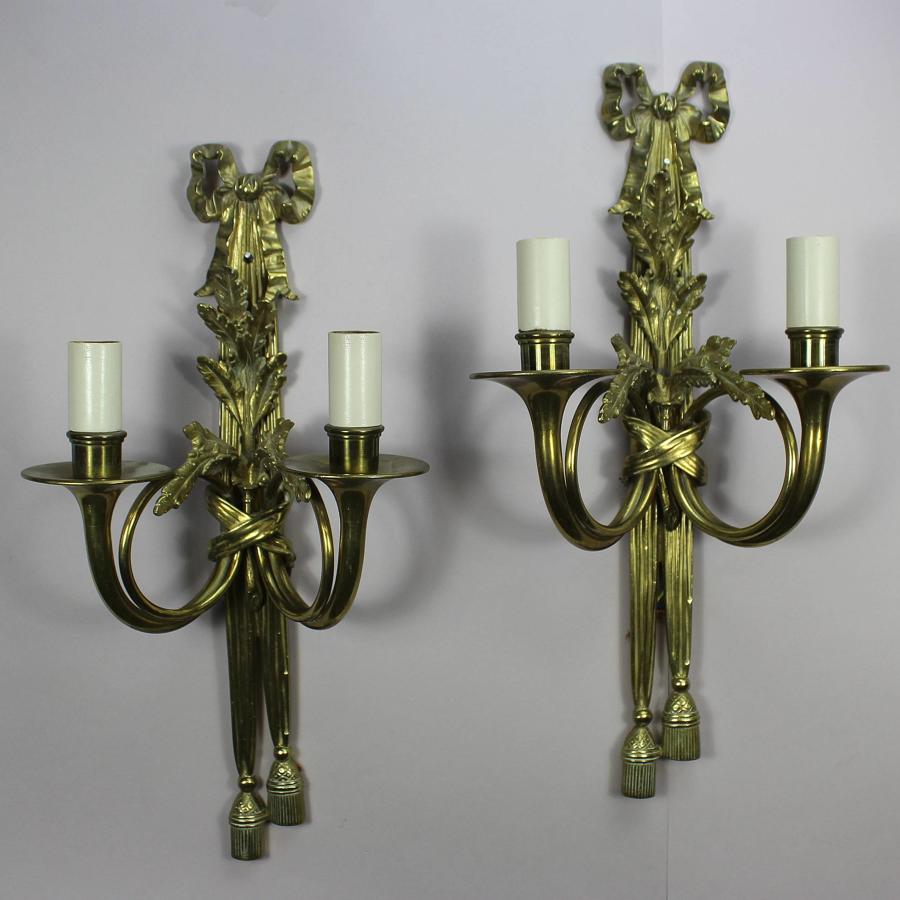 Pair of Louis XVI Style Brass Wall Lights