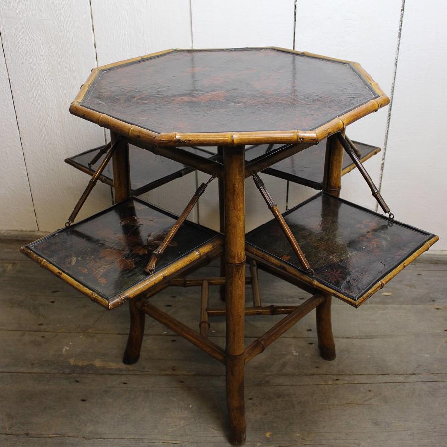 Victorian Japanned Bamboo Folding Side Table