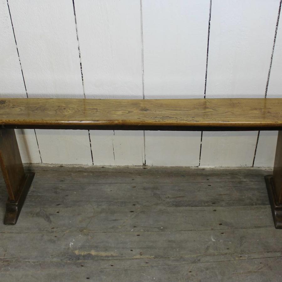 Antique Elm Plank Top Country Bench