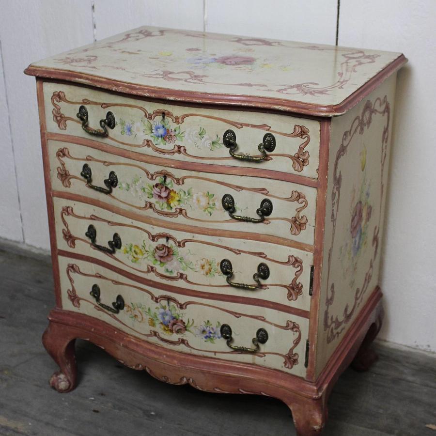 Italian Hand Painted Chest of Drawers / Bedside Cupboard