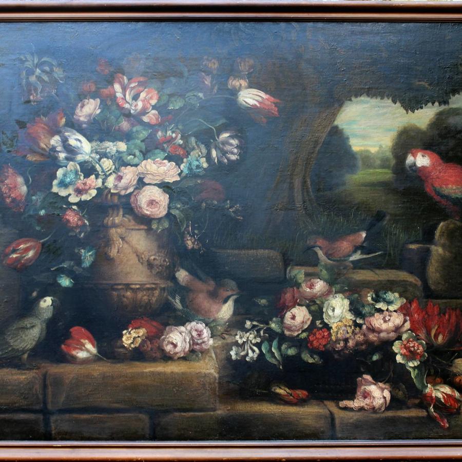 After Peter Casteels, Still life with Parrots, Oil on Canvas