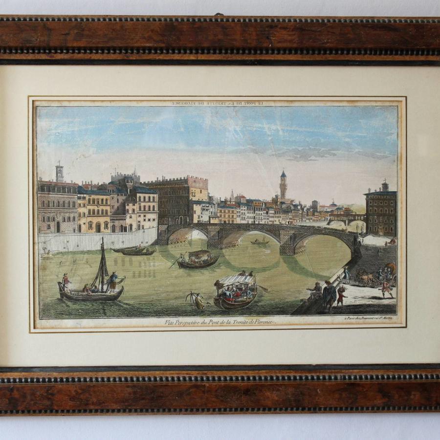 Daumont - Hand-Coloured Optical Print of Pont de Trenite, Florence