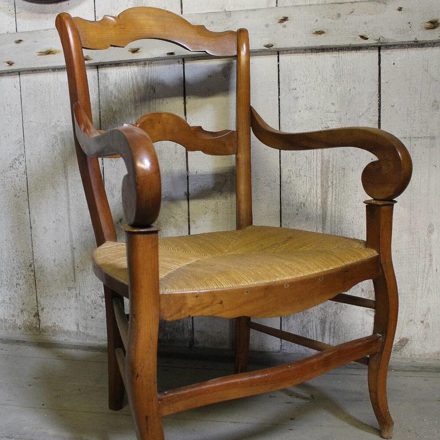 French Fruitwood Fauteuil / Open Armchair