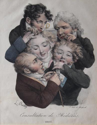 Boilly - Consultation de Medecins Lithograph & Watercolour