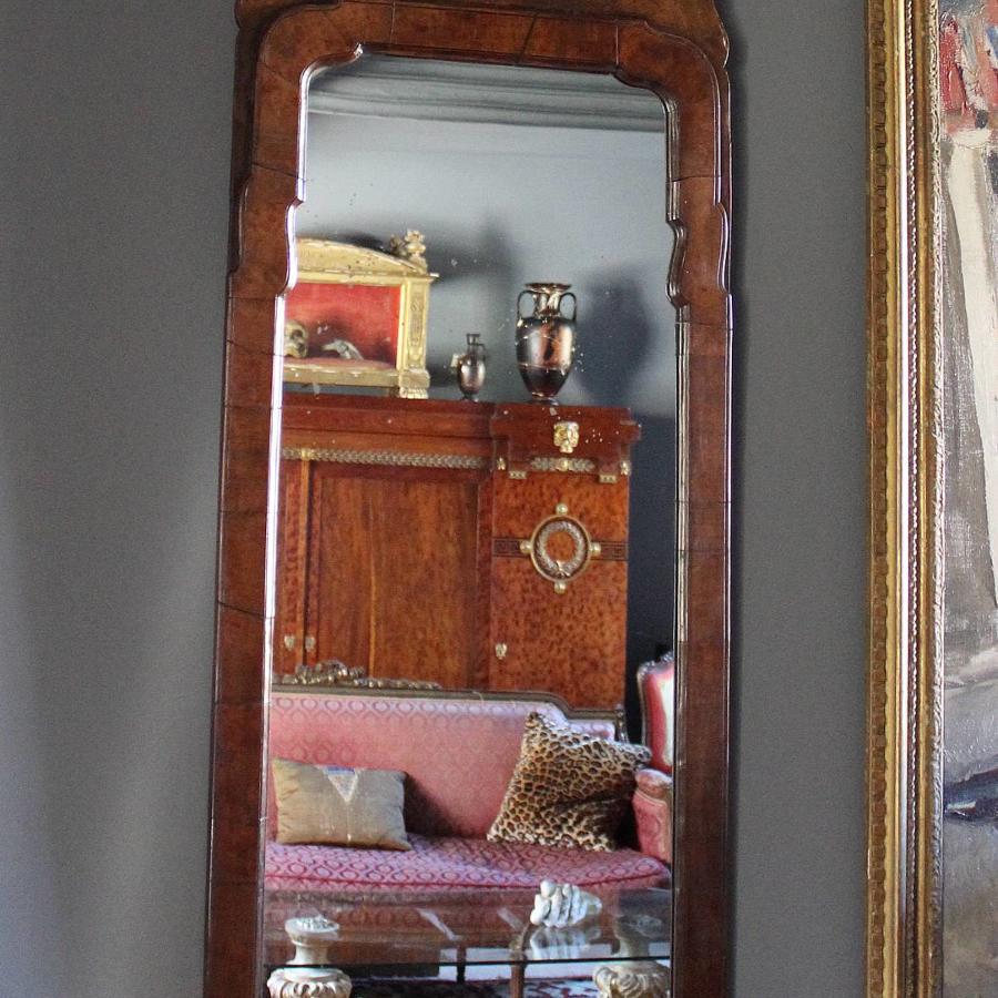 Antique Walnut Pier Mirror in George I Style