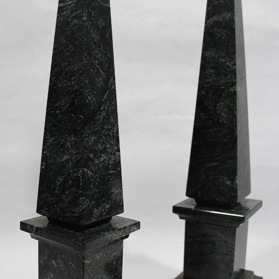 Pair of Verde Antico Marble Obelisks