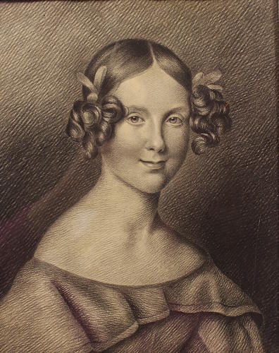 Early Victorian Charcoal Portrait of a Young Girl