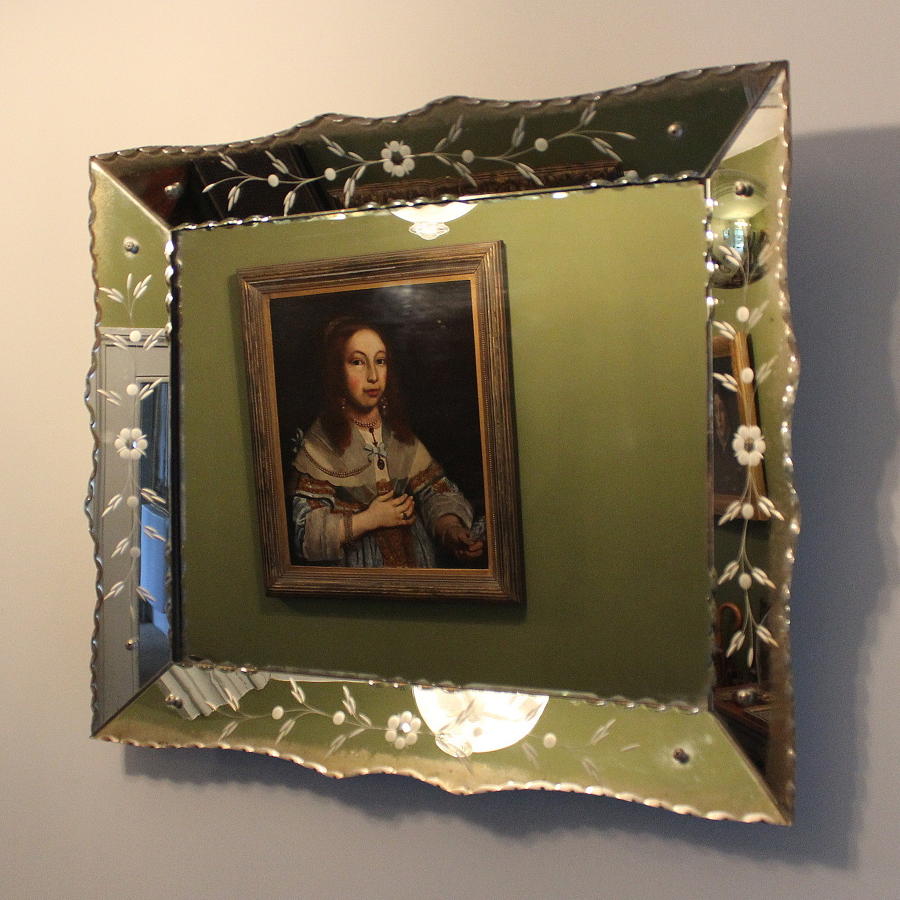 Venetian Style Foliate Engraved Wall Mirror