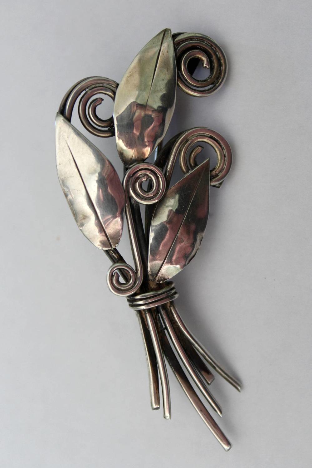 Mid Century Scandinavian Style Silver Brooch