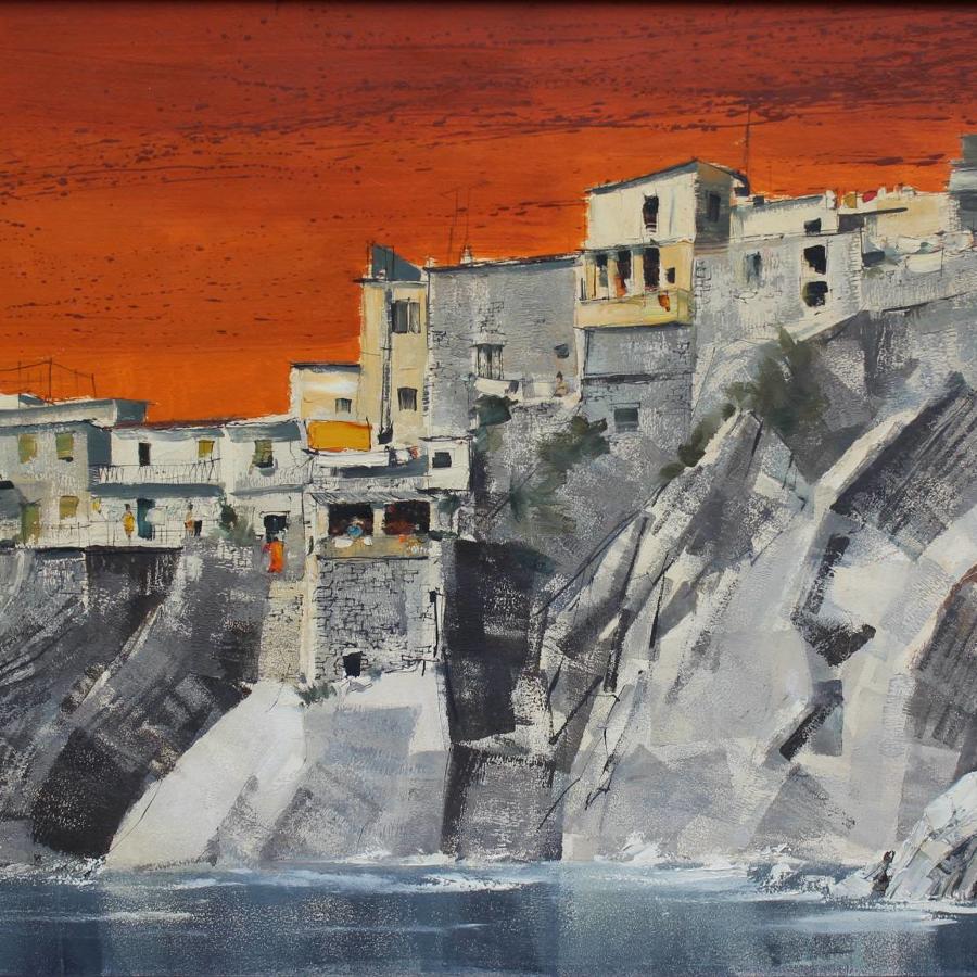 Michael Barnfather Vernazza, Italy, Oil on Board