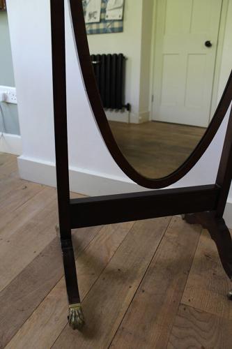 Edwardian Mahogany Cheval Dressing Mirror in Georgian Style