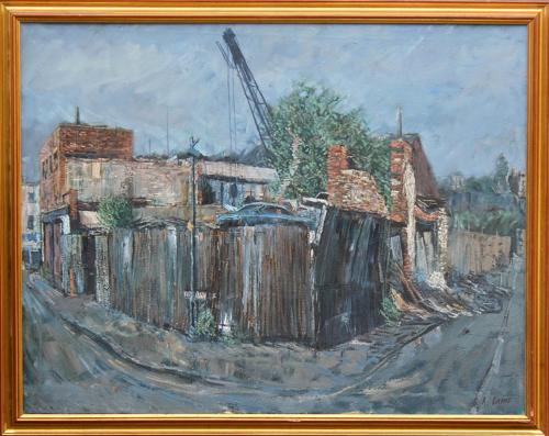Gerald Albert Cains Oil on Canvas of a Scrapyard