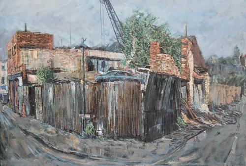 Gerald Albert Cains Oil on Canvas of a Scrapyard