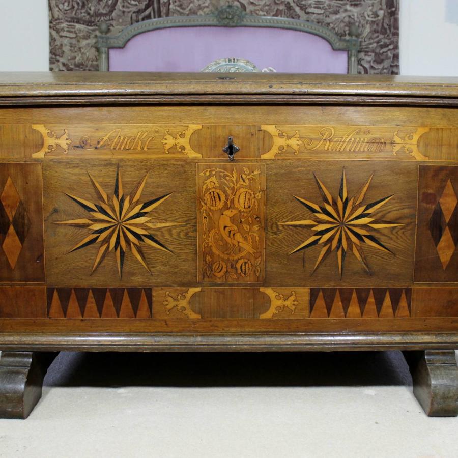 Antique Dutch Marquetry Marriage Chest