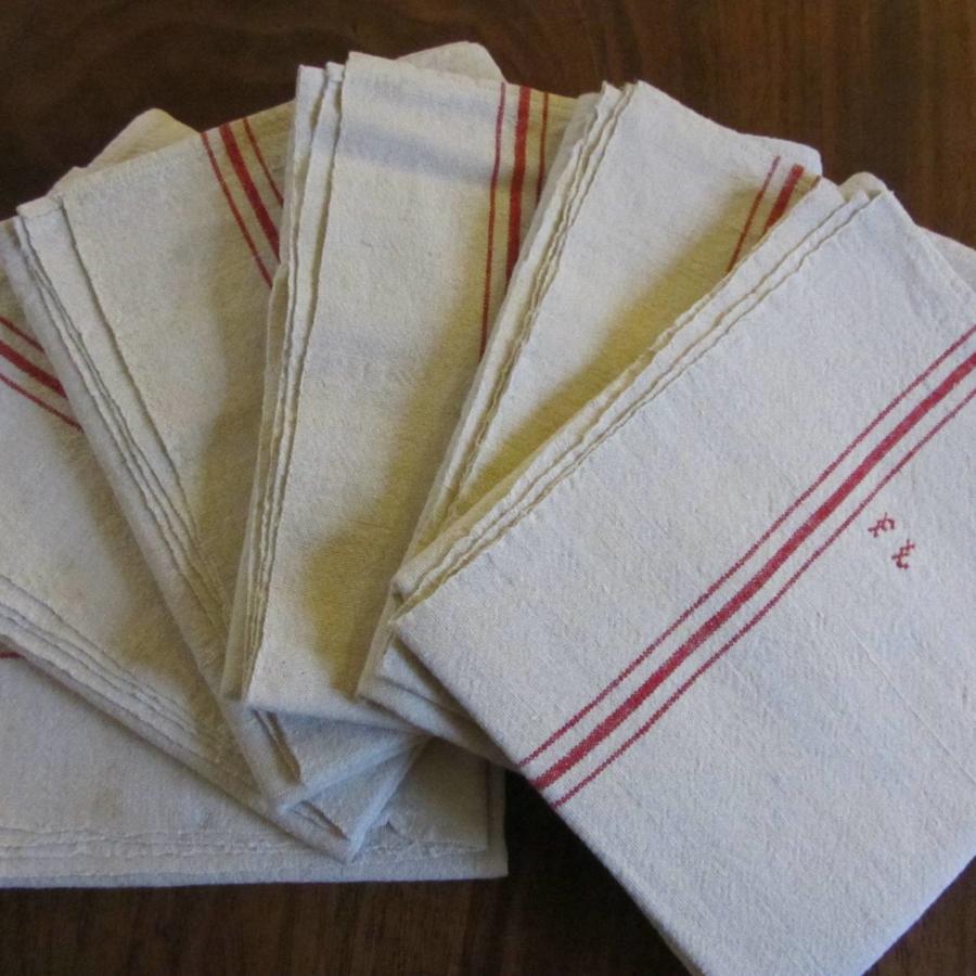 Thick Vintage French Monogrammed Metis Linen Torchons