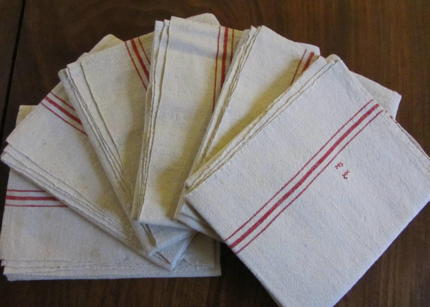 Thick Vintage French Monogrammed Metis Linen Torchons