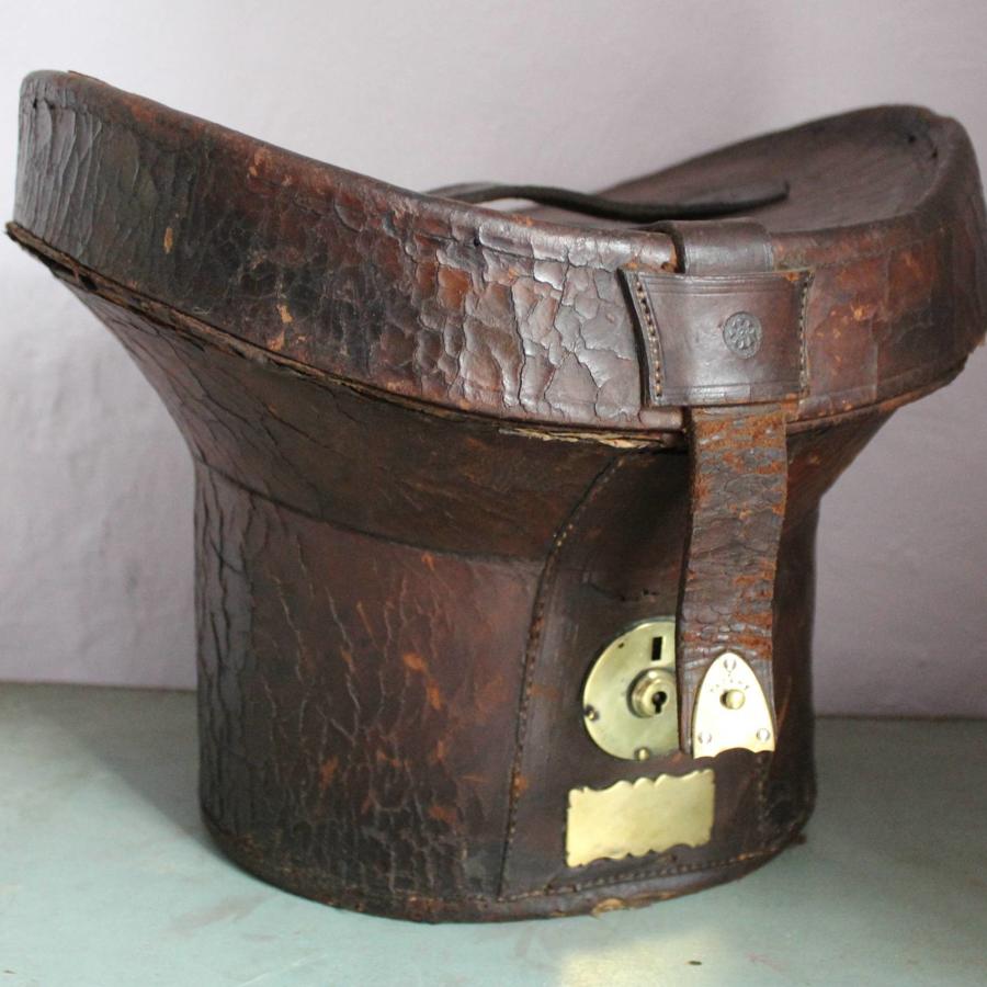 A 19th Century Leather Top Hat Travelling Case