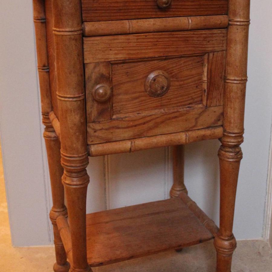 19th C French Faux Bamboo Bedside Cupboard \ Table