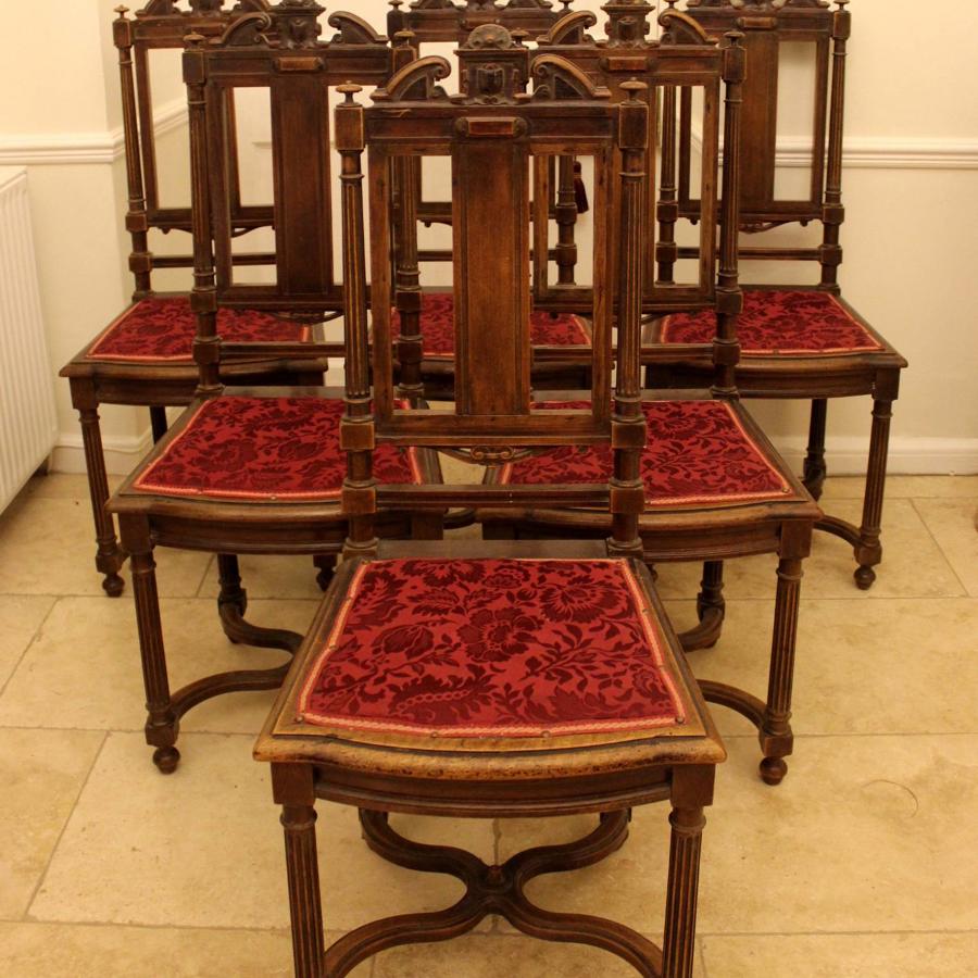 A Set of Six 19th Century French Walnut Dining Chairs