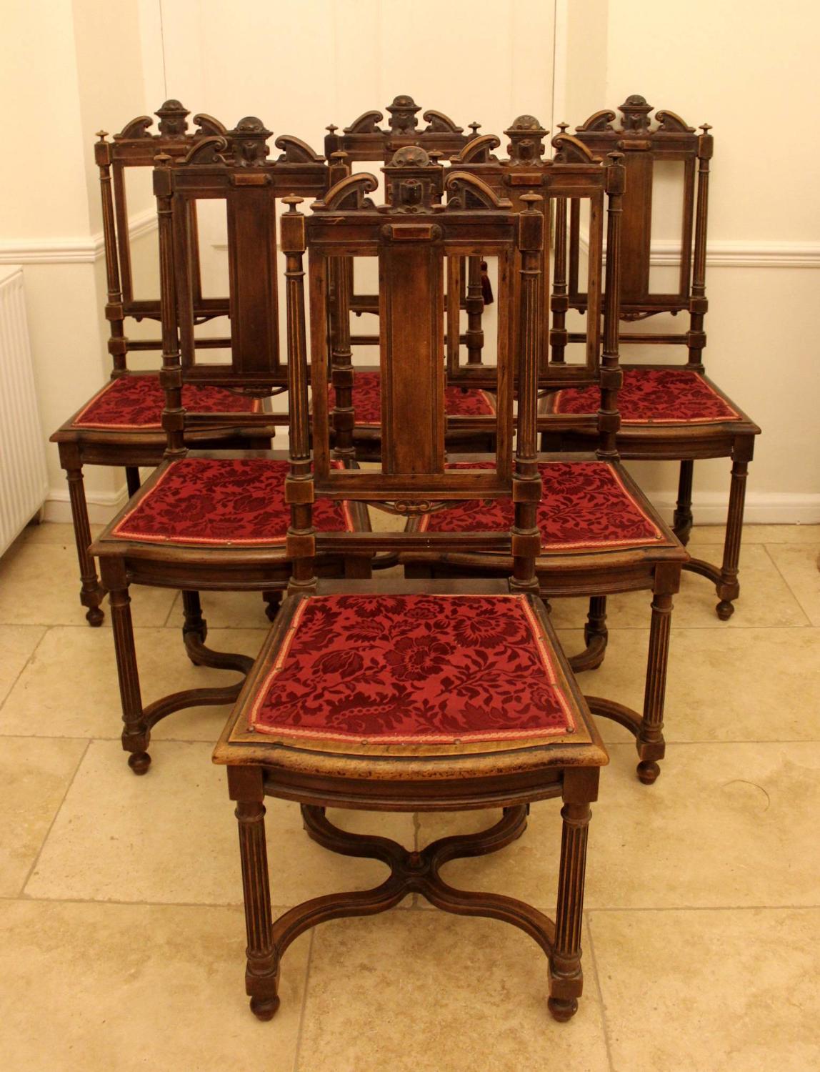 A Set of Six 19th Century French Walnut Dining Chairs