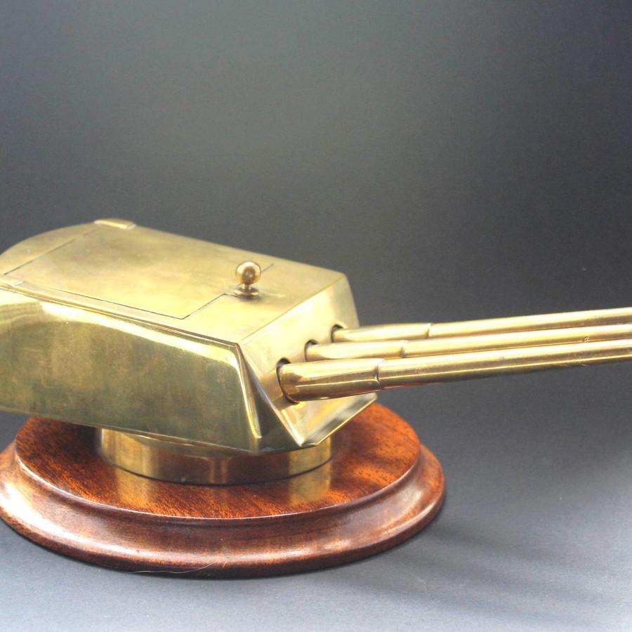 A Gentleman`s Brass Gun Turret Desk \ Cufflinks Box