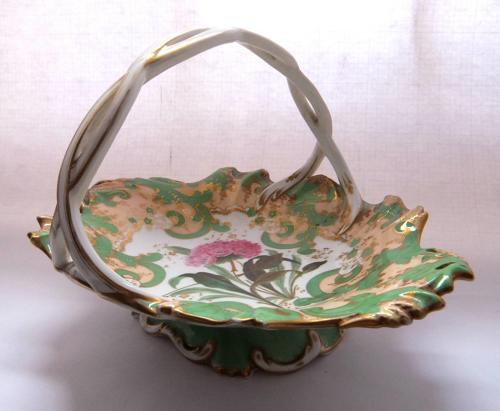 A Hand Painted Botanical Porcelain Basket circa 1830