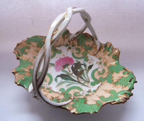 A Hand Painted Botanical Porcelain Basket circa 1830