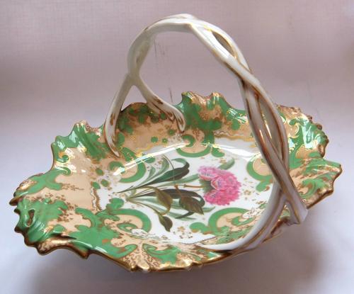 A Hand Painted Botanical Porcelain Basket circa 1830