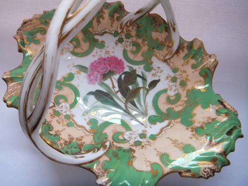 A Hand Painted Botanical Porcelain Basket circa 1830
