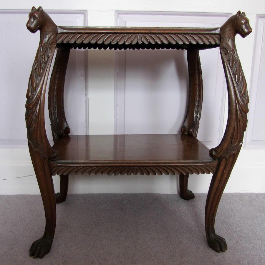 An Anglo-Indian Hardwood Side Table with Cats Head Terminals