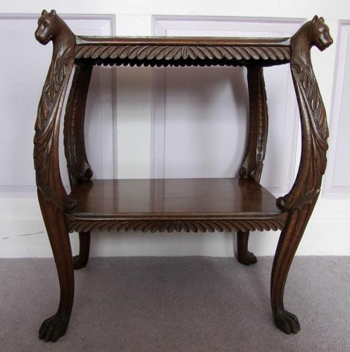 An Anglo-Indian Hardwood Side Table with Cats Head Terminals