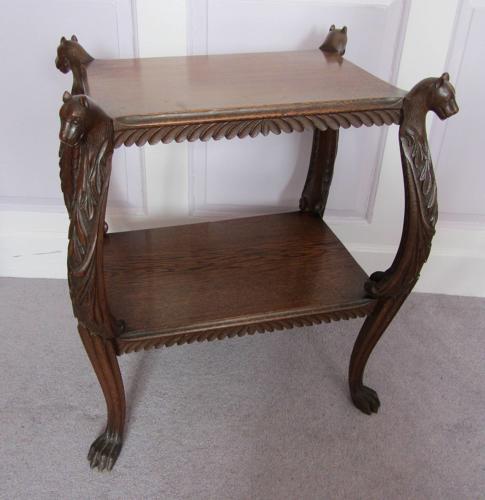 An Anglo-Indian Hardwood Side Table with Cats Head Terminals