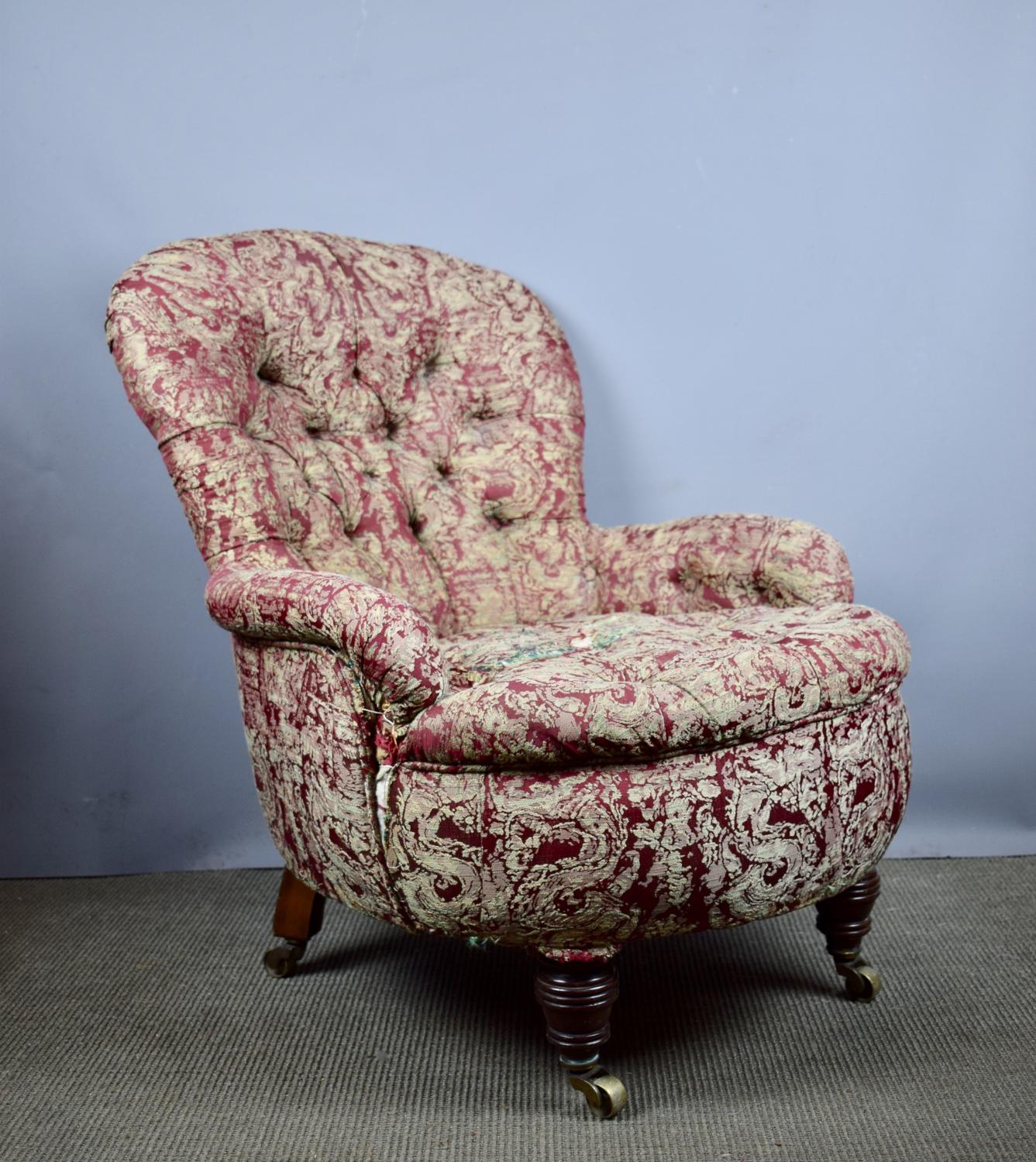 Antique Button Back Armchair for recovering