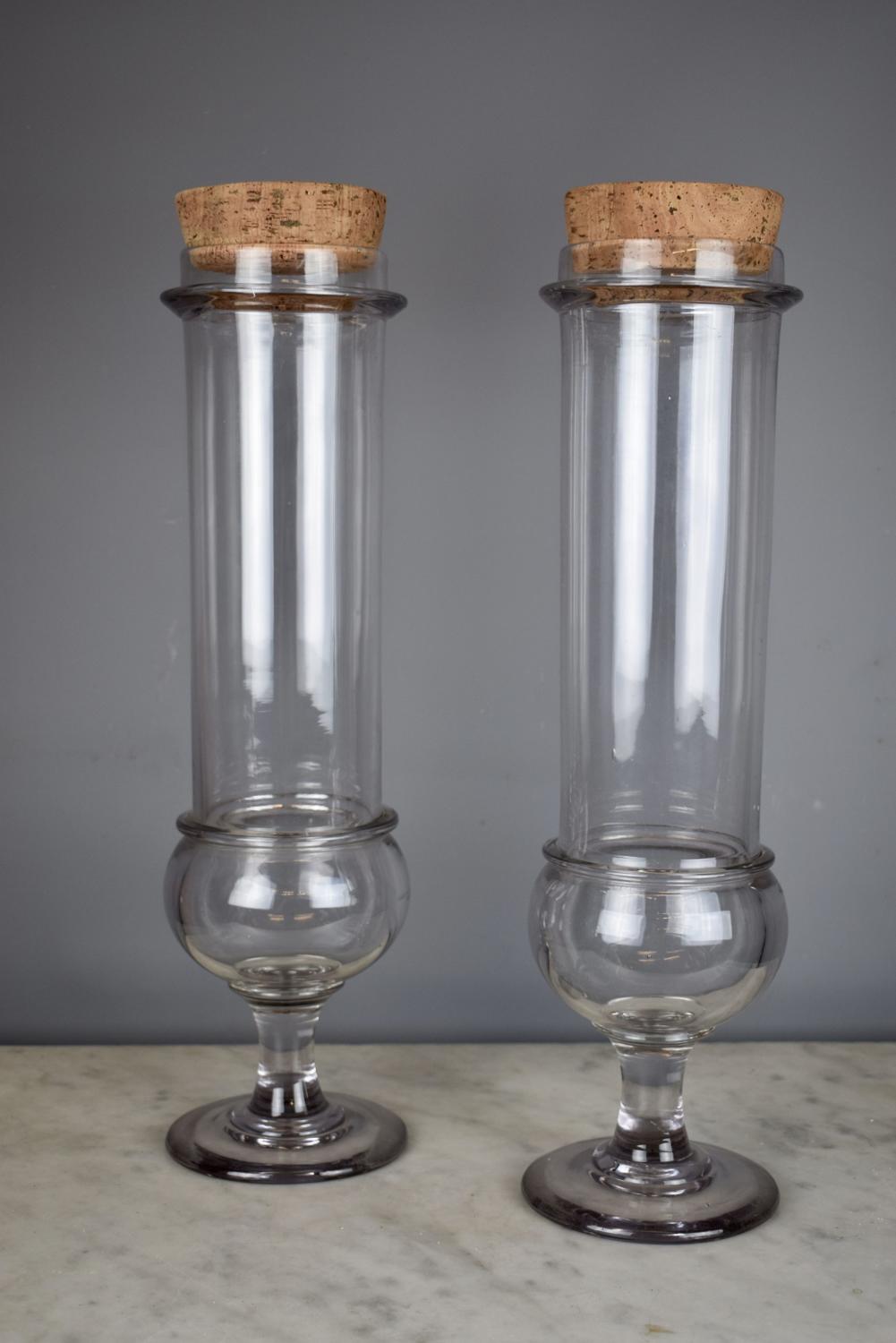 Pair of Antique French Glass Apothecary Jars