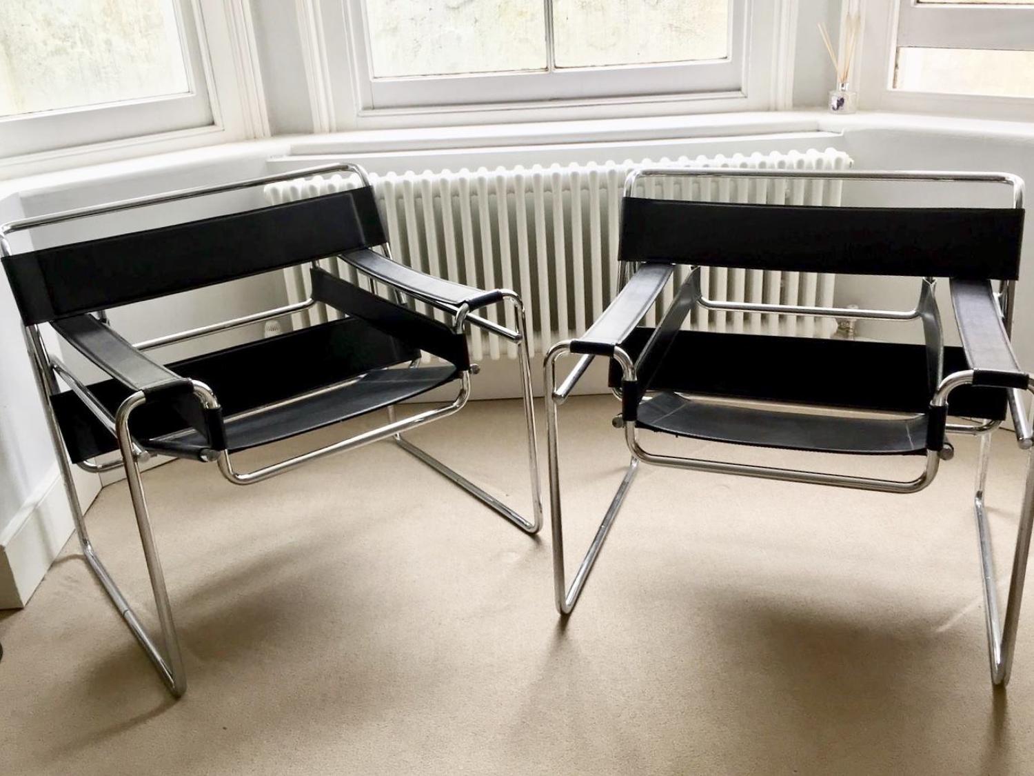 Pair of Marcel Breuer Wassily Chairs, Retailed by Habitat circa 1980