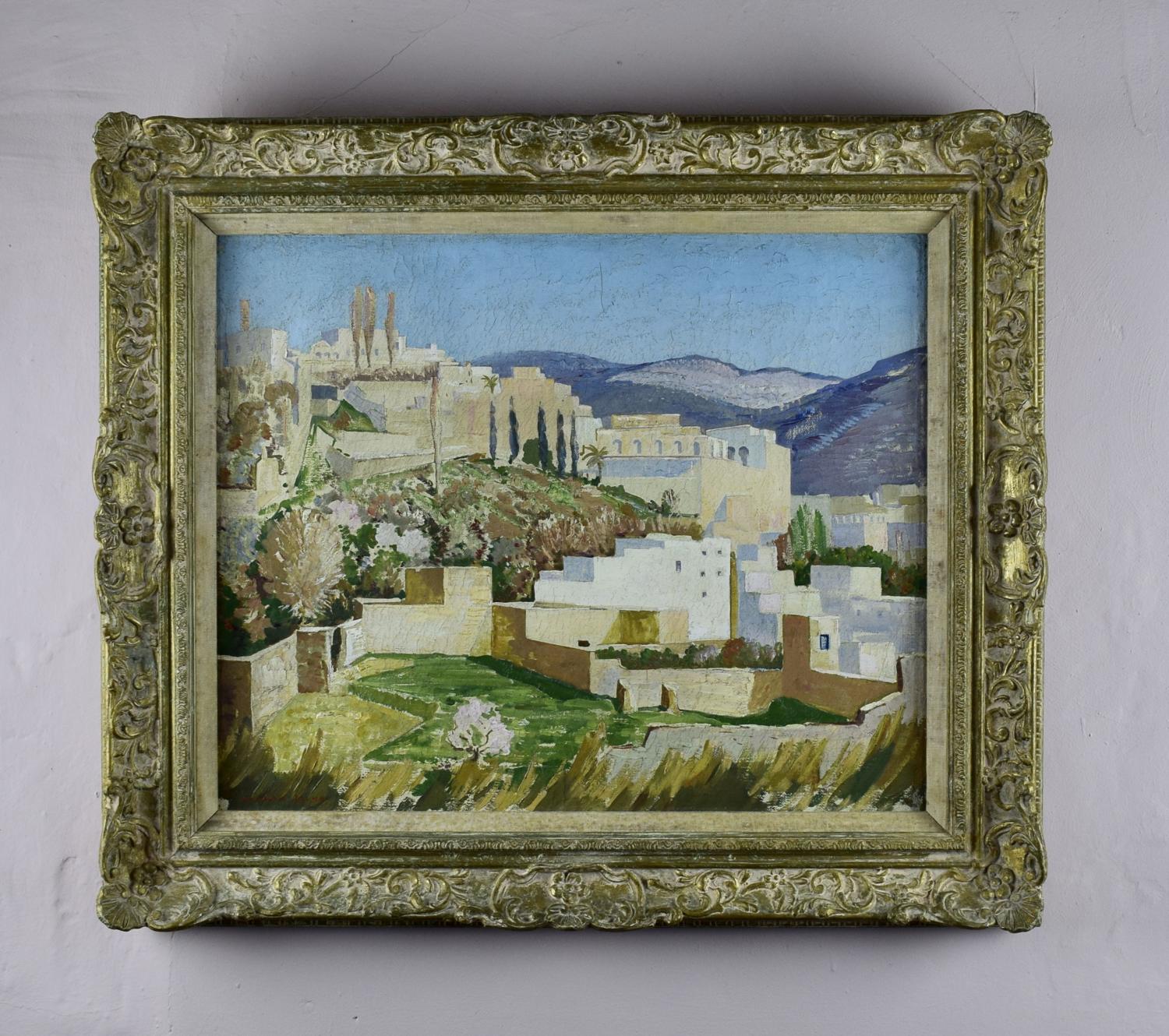 Norman Lloyd Oil on Canvas of a Mediterranean Hilltop Village