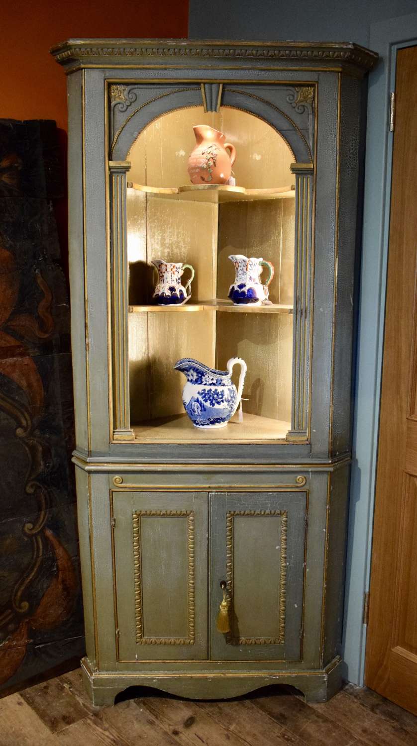 Antique Painted Corner Cupboard