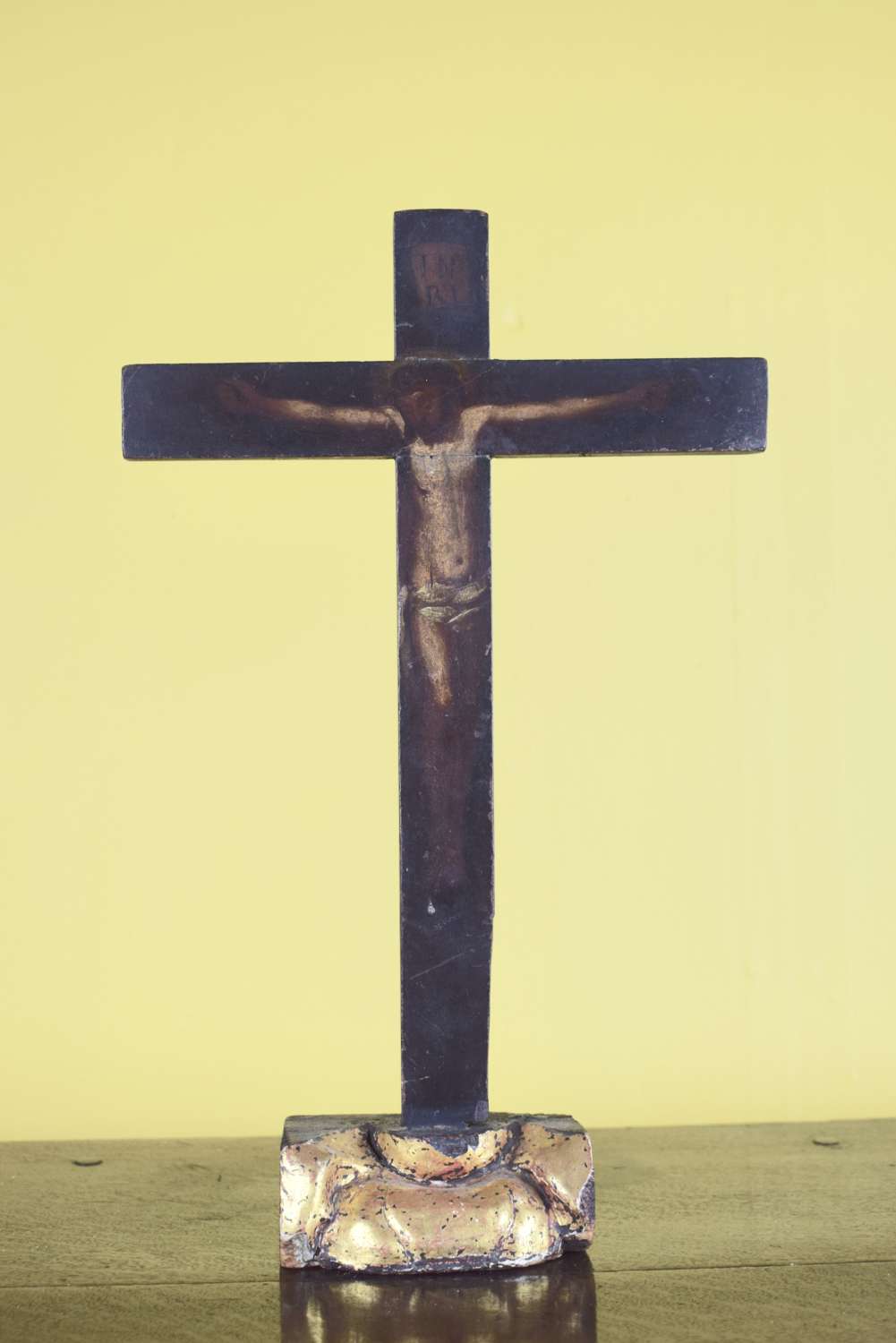 18th Century Hand Painted Iberian Crucifix