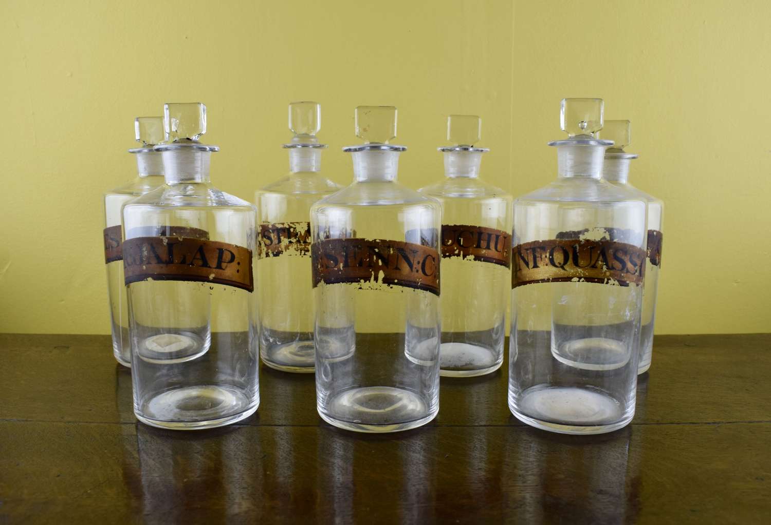 Antique Pharmacy Bottles with Gilt Labels