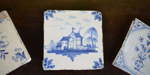 Five Various Delft Blue & White Tiles