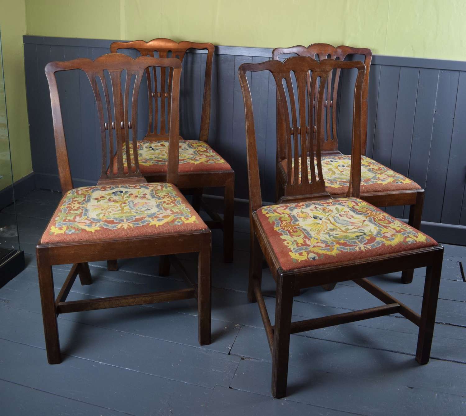 George III Mahogany Dining Chairs with Needlework Seats