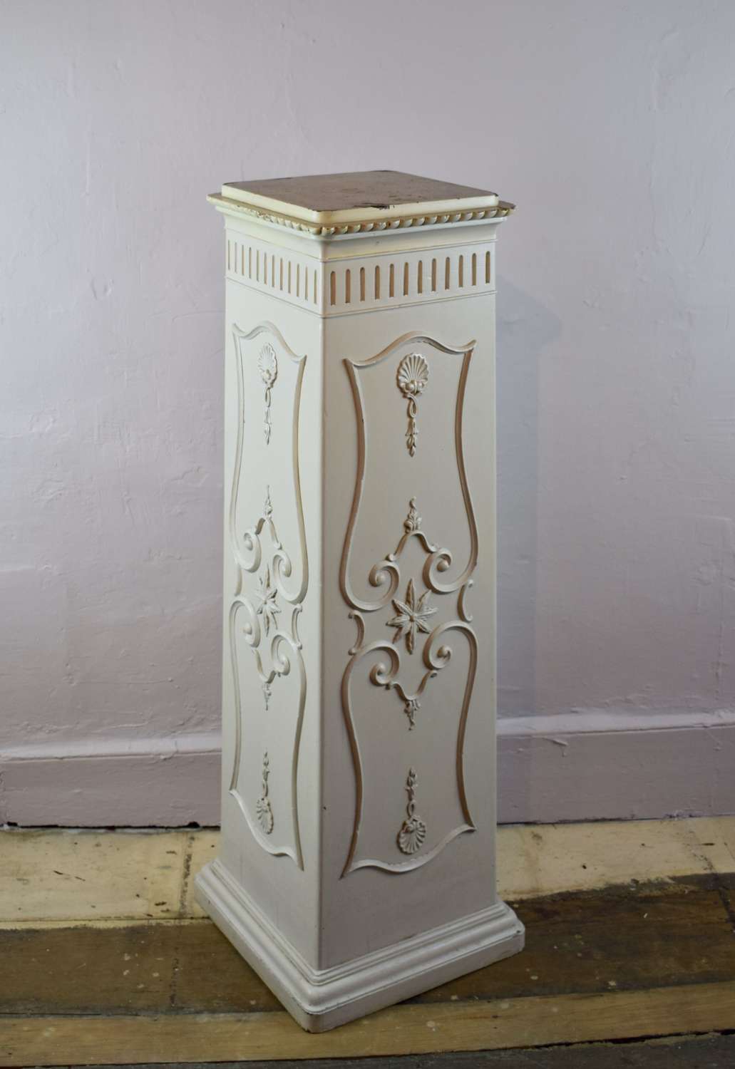 An Edwardian Painted Mahogany Pedestal