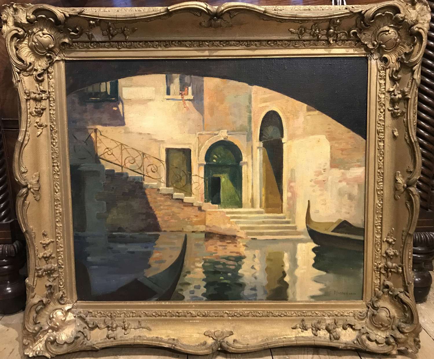 Percy Padden, Venetian Canal Scene, Oil on Canvas