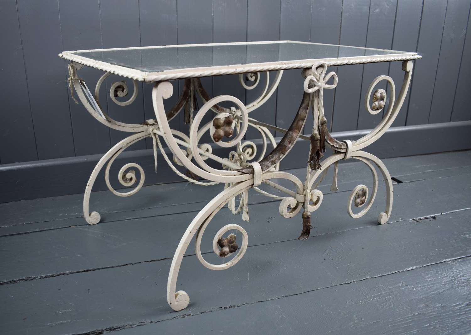 A French Wrought Iron & Mirror Glass Table